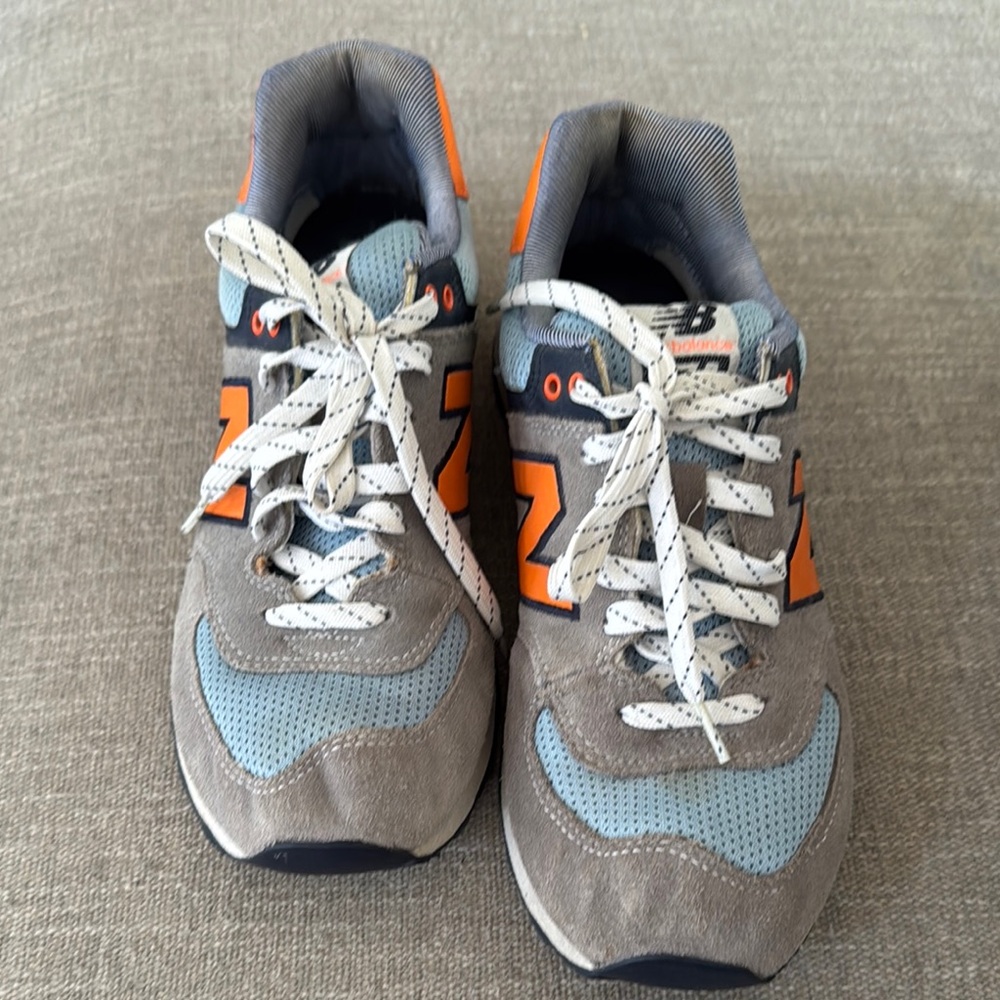 New Balance Gray and Orange Sneakers Suede Mesh Low-Top Men’s size 9